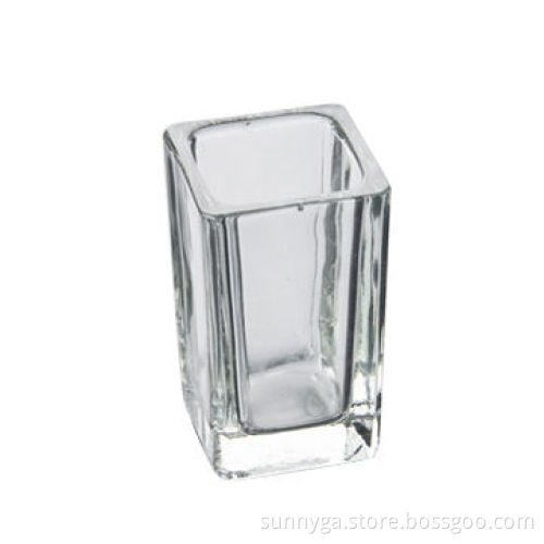 Square glass candle holders, with 2oz capacity